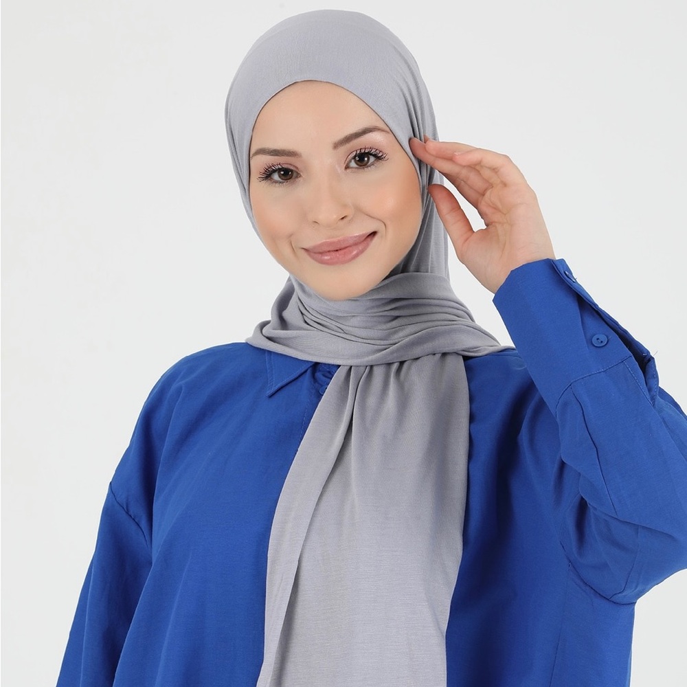 Super soft and stretchy jersey hijabs shawl light Gray scarf